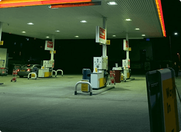 CNG fueling station at night