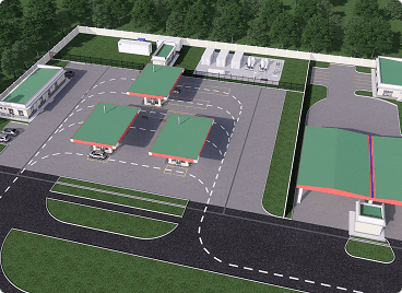 Gas distribution hub at night